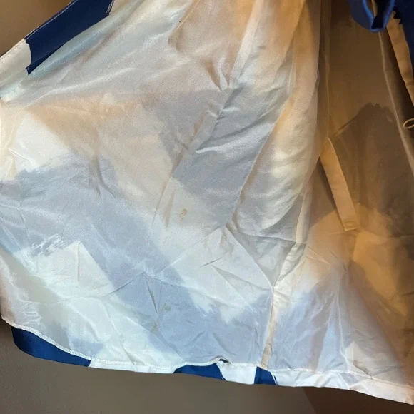 Tibi Peacock Blue Sleeveless Tie Waist Chevron Wrap Dress Size 4 - Picture 8 of 10